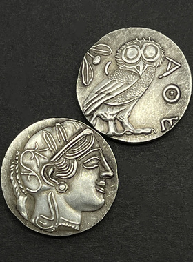 雅典娜猫头鹰硬币吊坠水瓶座礼品