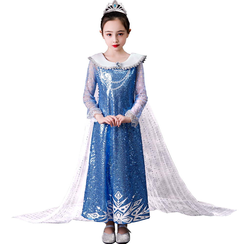 Elsa2022冰雪奇缘2新款爱莎公主裙女童连衣裙儿童爱沙艾莎礼服裙-图3