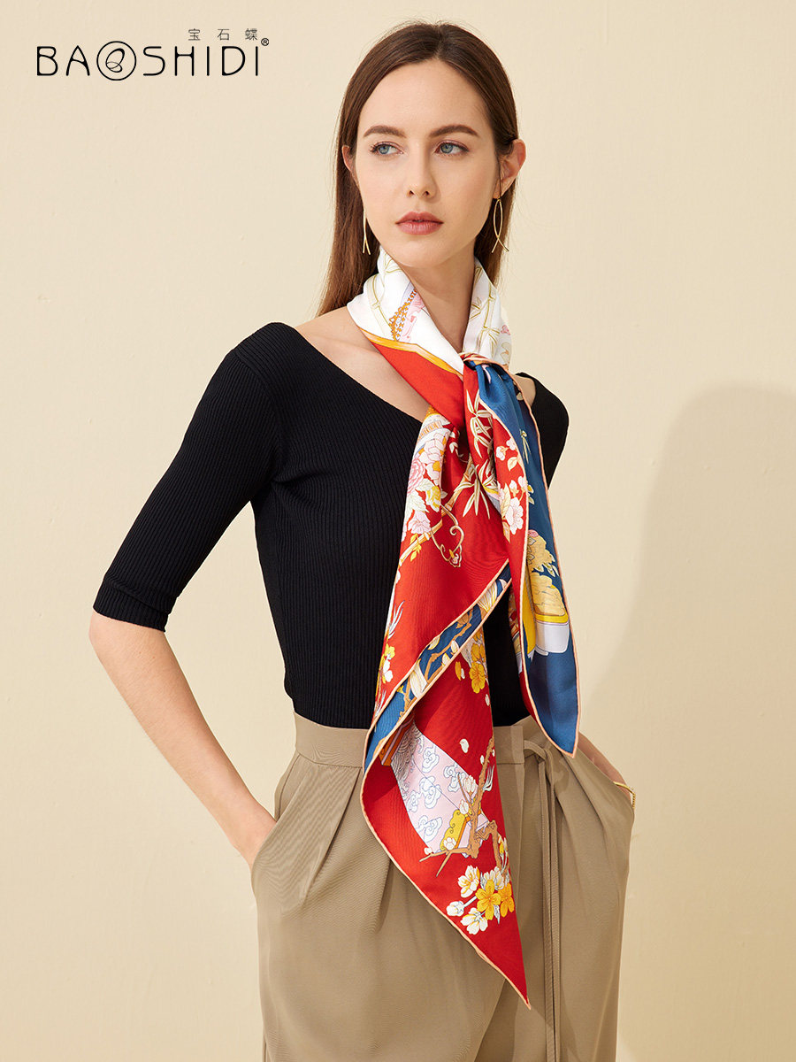 宝石蝶18姆米双面异色妈妈丝巾 宝石蝶服饰围巾/丝巾/披肩