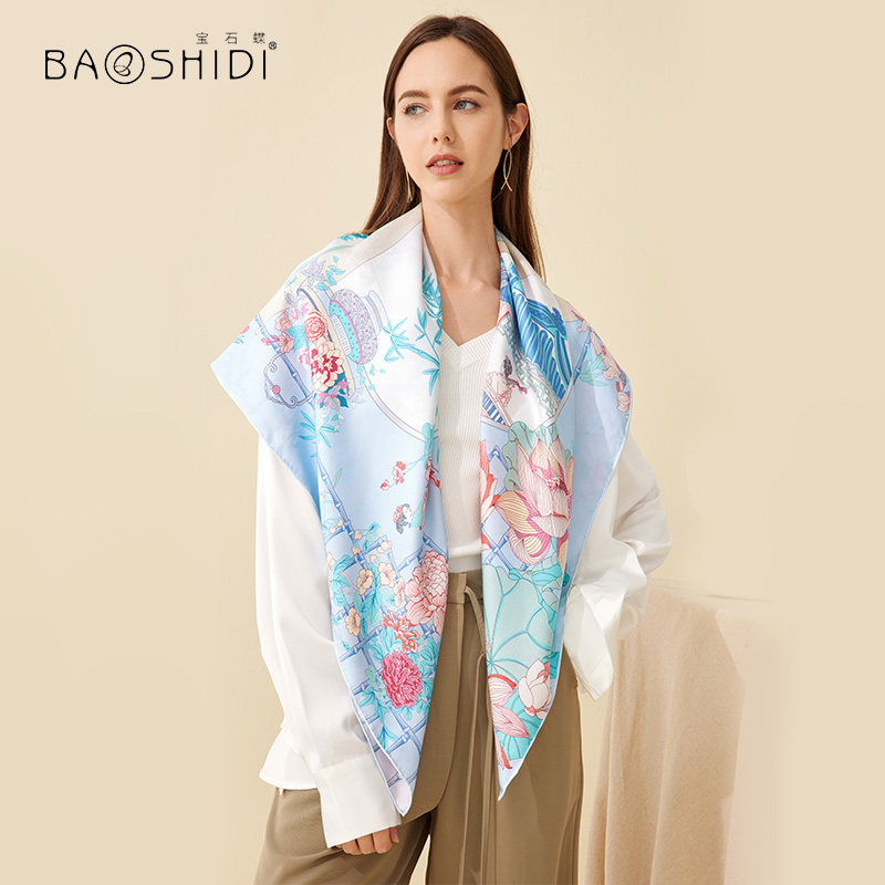 宝石蝶18姆米双面异色妈妈丝巾 宝石蝶服饰围巾/丝巾/披肩