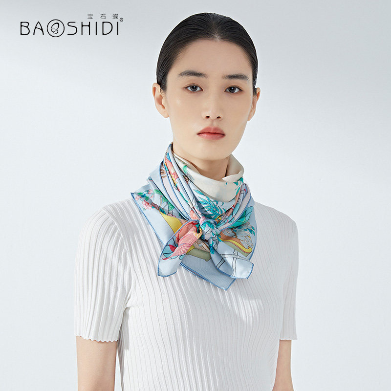 宝石蝶双面印花桑蚕丝礼品盒90丝巾 宝石蝶服饰围巾/丝巾/披肩