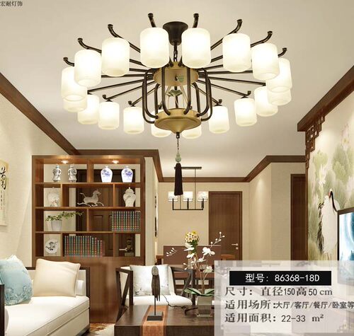 新中式吊灯别墅大厅led灯直径1.5米灯具客厅简约现代大气灯6 18头 - 图3