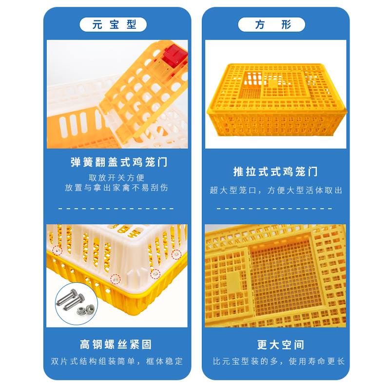 鸡笼运输笼塑料家禽周转箱筐成鸡鸭鹅鸽子笼子家用大号兔笼养殖笼-图1