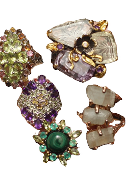 欧洲复古珠宝|欧美回流天祖母绿透辉石925银镀金艺术设计戒指女