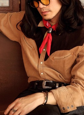 美国霍尔文皮手工方钱币复古巾扣