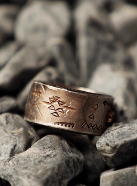 纯手工制作美式复古950纯银戒指