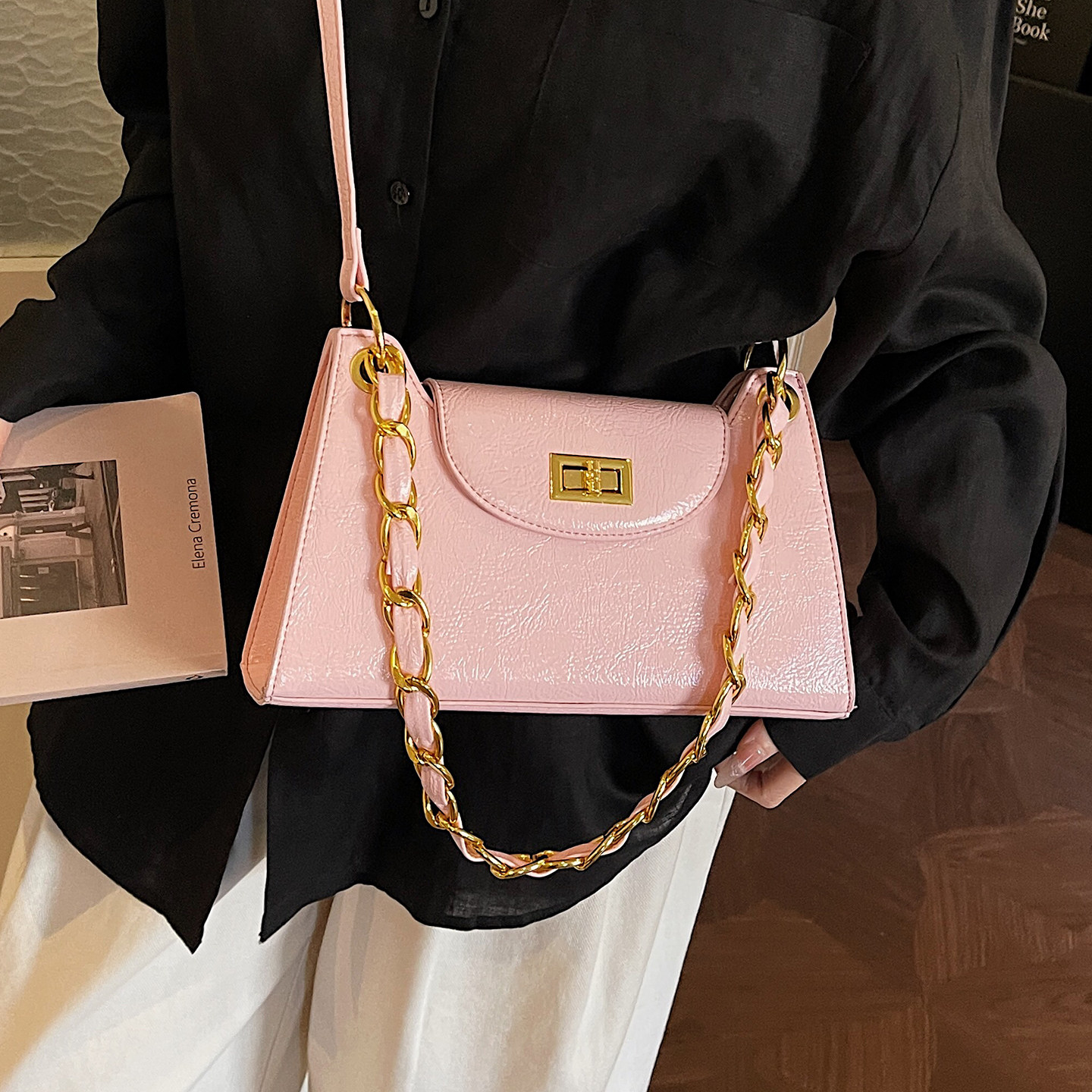 高级感爆裂纹小包包女2025新款百搭链条小方包冬季洋气单肩斜挎包,淘宝优惠券,粉丝福利购,淘宝优惠卷