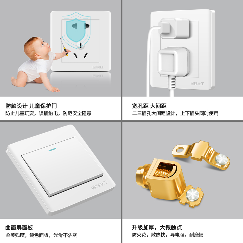 86型雅白面板开关插座有线电视插座闭路电视有线电视插座TV插座 - 图1