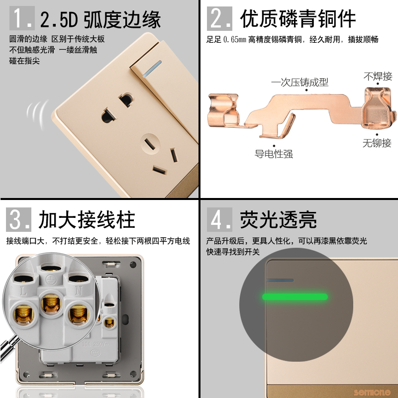 国际电工86型暗装墙壁开关插座面板家用一位一开双控带五孔插座 - 图1