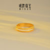 Ming brand jewelry Qian Duoduo ancient gold ring, pure gold moissanite inlaid with a wealth of money, pair of rings AFM0522