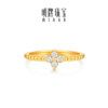 Ming brand jewelry hard gold finger flower ring pure gold quatrefoil moissanite ring Valentine's Day gift AFM0492