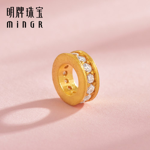 明牌珠宝5G黄金多吉·通明路路通 足金锆石镶嵌隔离珠配件AFE0021 - 图2