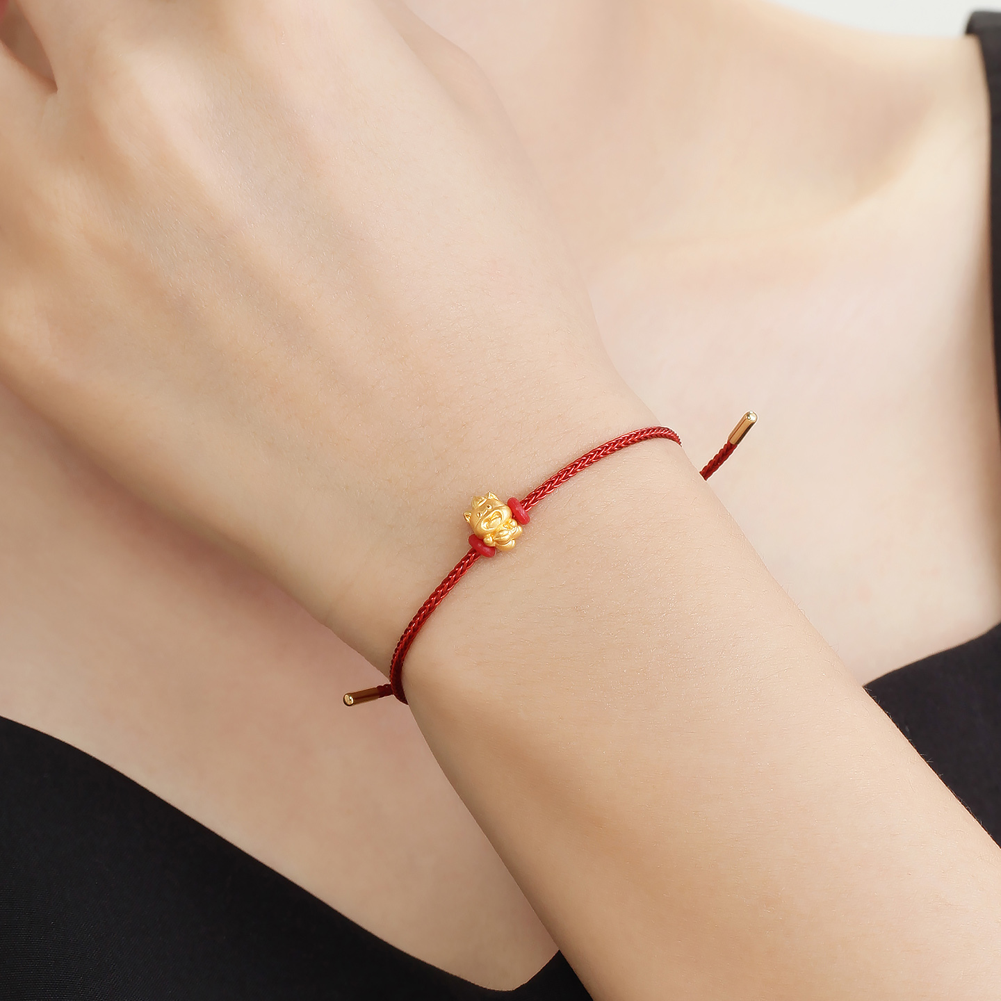 明牌珠宝马大哈硬金串珠 黄金五福马生肖转运珠足金手串AFP1358 - 图3