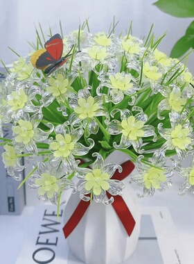 水晶炫彩鸢尾花材料包DIY串珠手工编织花束全套送蝴蝶加防摔花瓶