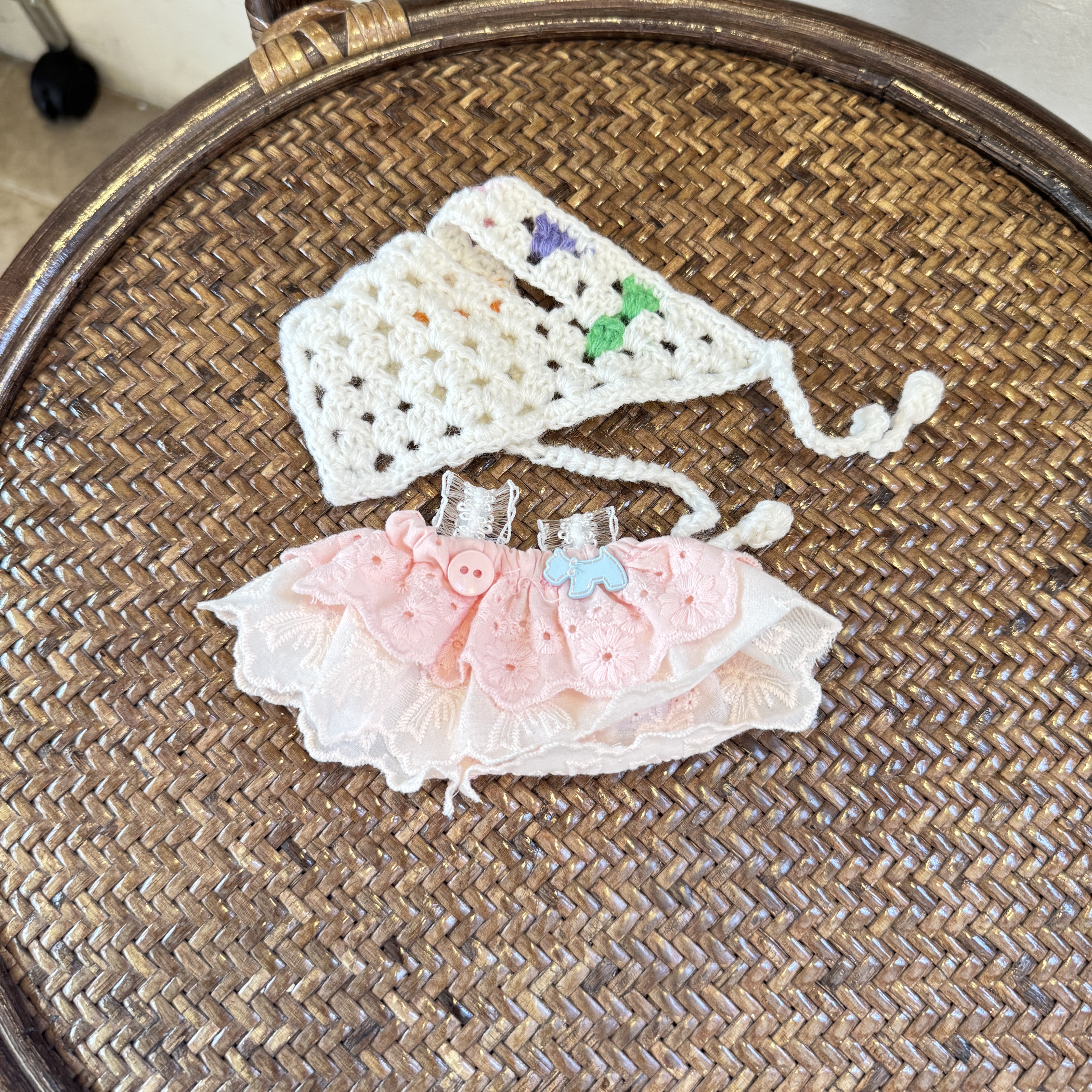 labubu一代二代三代针织头巾裙子娃衣甜美套装拉布布哭娃通用 - 图1