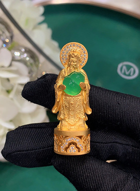 高端镀18k金猪鼻子万能链翡翠玉坠玉佩佛公吊坠配链子项链佛牌链