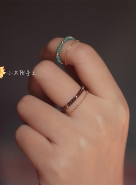 太阳原创古董珠叠戴潮ins14k包金