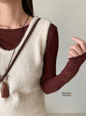 文艺皮流苏编织长款项链黑配饰