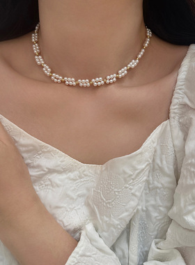 法式珍珠短款项链颈链