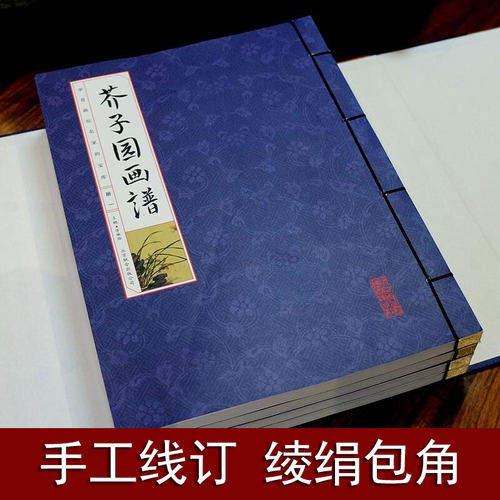 芥子园画谱彩图版全套4册国学国艺丛书康煕版芥子园画传山水画花鸟人物兰梅竹菊画谱绘画教材国画基础入门级教材教程原版原味 - 图3