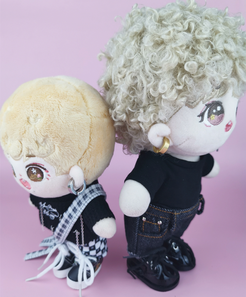 现货棉花娃娃耳环15cm20cm娃用耳环圆环耳圈耳夹玩偶公仔炫酷装饰 - 图2