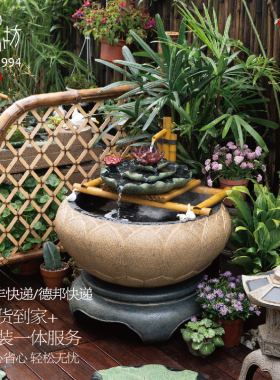 匠心坊庭院流水摆件阳台鱼池造景顶楼花园装饰布置景观鱼缸喷泉