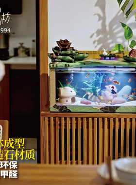 中式客厅小型成品一体流水鱼缸