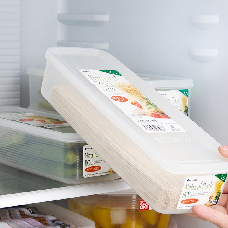 日本进口面条保鲜盒塑料冰箱收纳盒长方形厨房挂面储物食物密封盒 - 图1