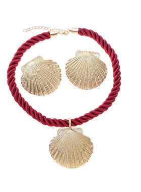 新款海洋度假风贝壳耳环项链套装