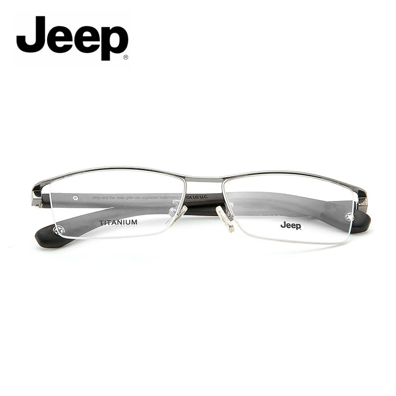 Jeep吉普商务半框近视眼镜架男钛质光学镜框实木脾镜腿眼镜T8155-图1