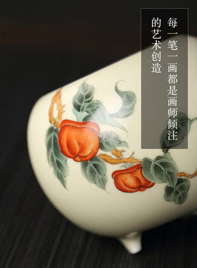 手工绘画电香炉杲竹山房陈设收藏