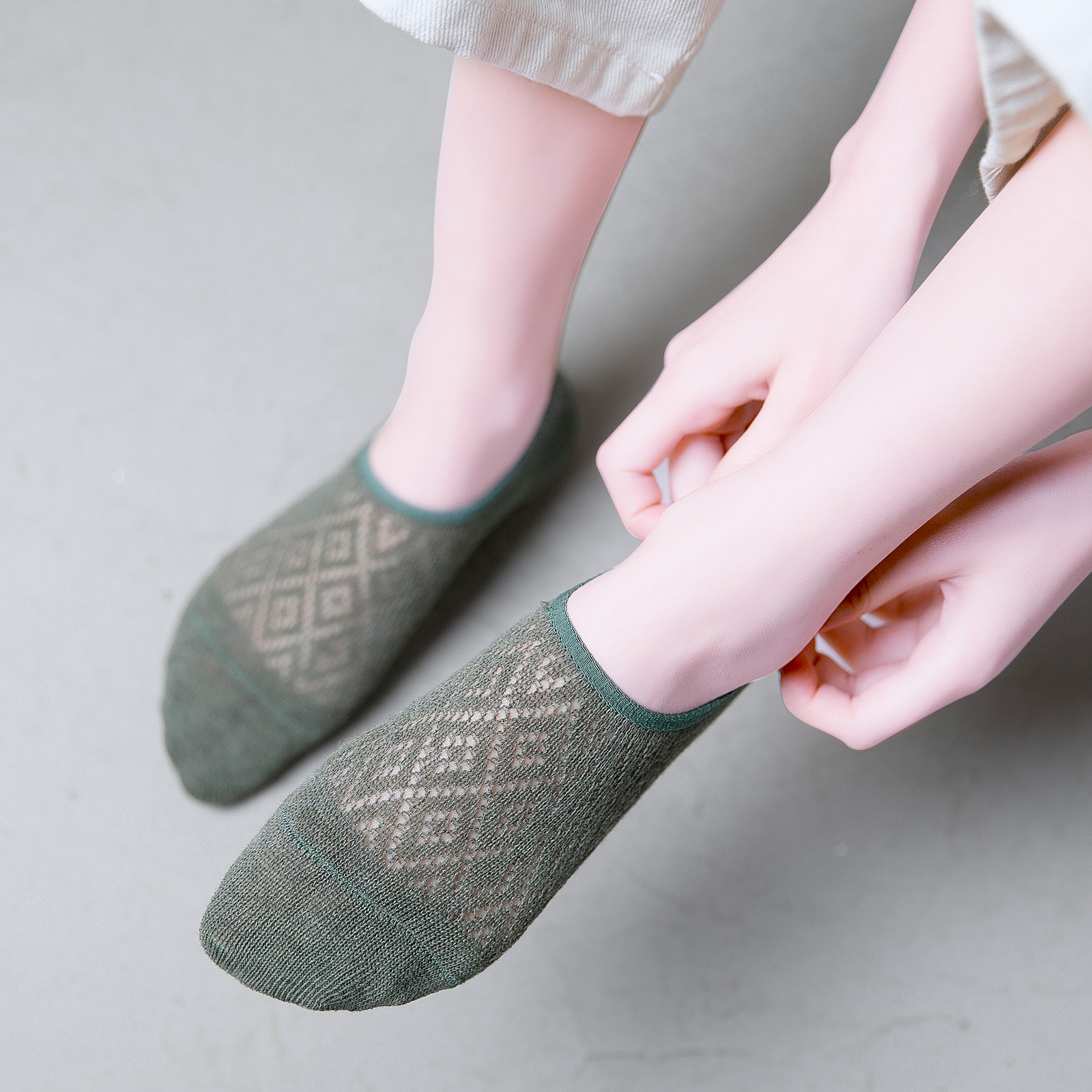 麻叶潮品 stylish socks袜子女短袜浅口隐形女士船袜硅胶防滑不掉跟夏季薄款穿袜纯棉夏天1