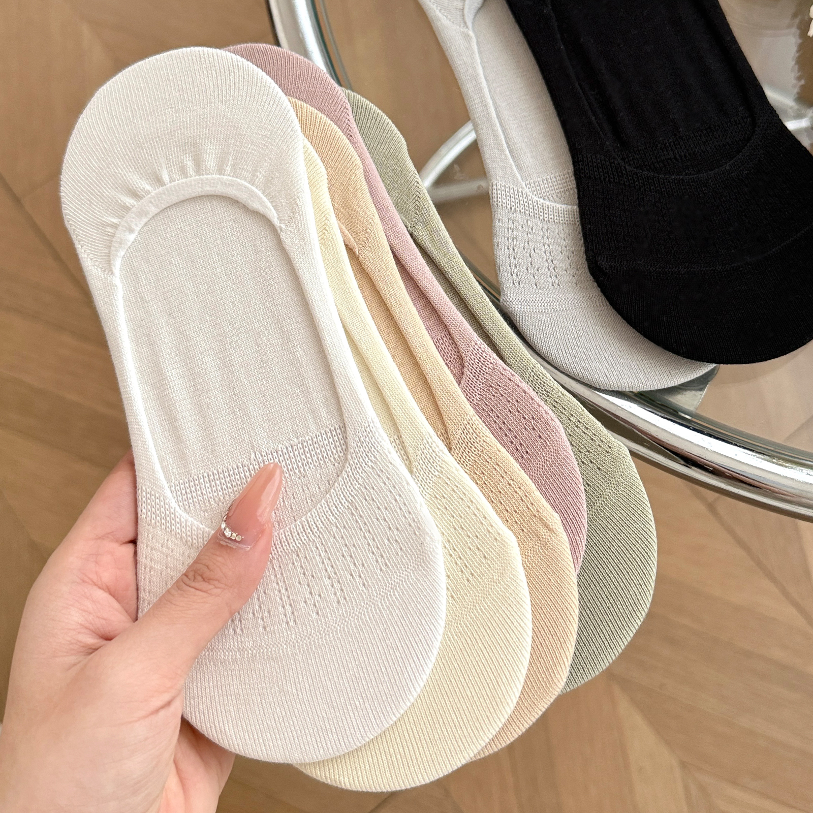 无骨船袜女纯棉秋季新款隐形袜子秋天浅口防滑脱不掉跟袜底脚底袜 - 图2