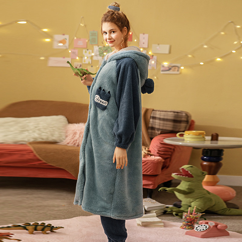 isjoena /伊姿娇娜冬季新品北极绒 雪尔绵睡衣/家居服套装