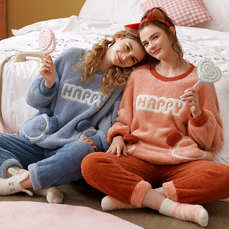雪尔绵秋冬闺蜜睡衣长袖北极绒韩版 雪尔绵睡衣/家居服套装