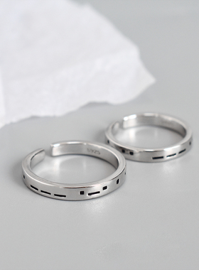 刻字【摩斯密码纯银对戒情侣戒指