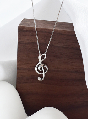 刻字甜美风纯银音符森系锁骨链