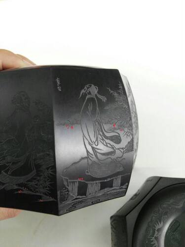 精品蟋蟀盆 南盆大师袁中华制 八角盆 天落盖 一对 蛐蛐罐澄泥 - 图1