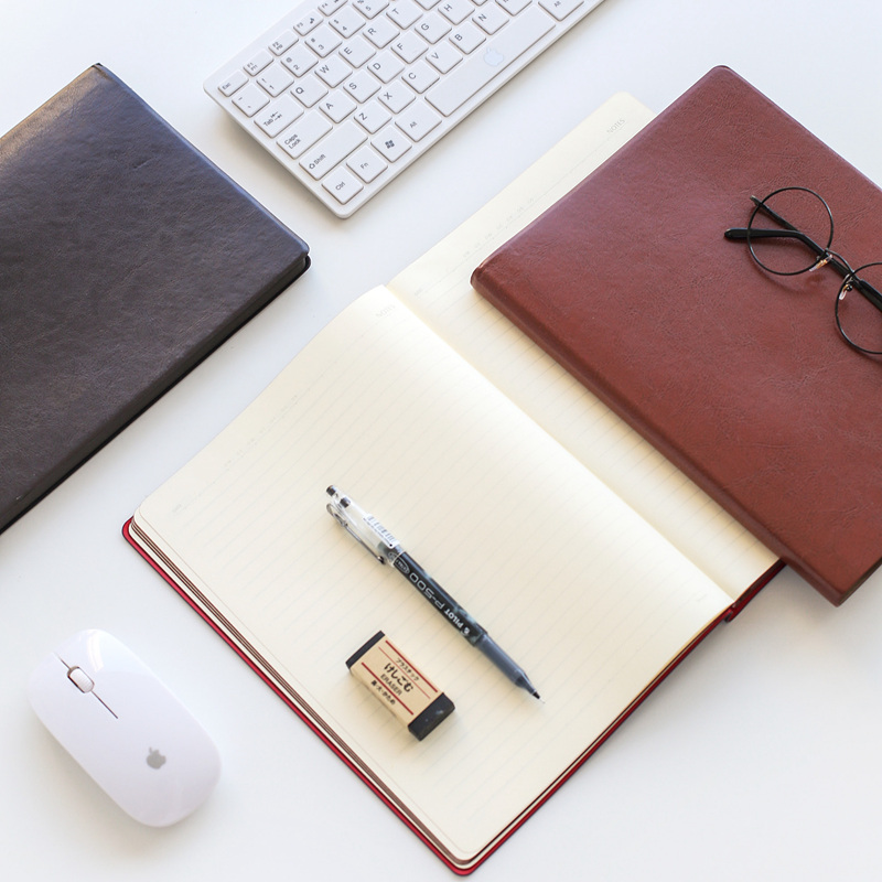 front前通D66-B501商务记事本16K创意可定制文具笔记本子加厚简约办公用品b5棕色线装订笔记本16开大号手账本 - 图3