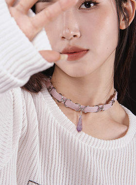 y2k千禧辣妹粉色吊坠项链choker