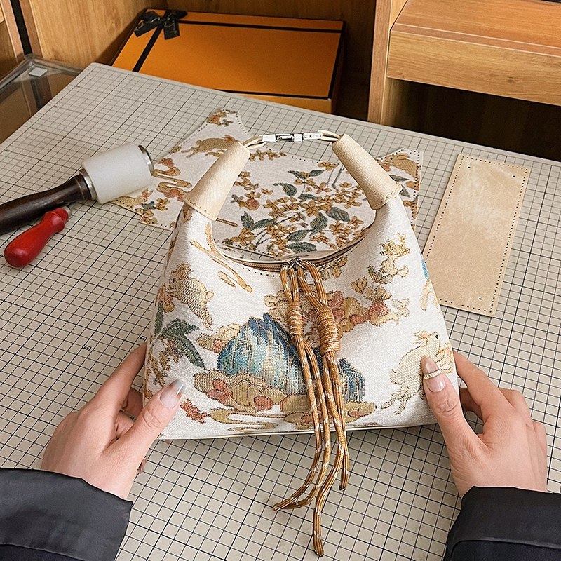 饺子包新中式国风刺绣diy手工编织包包自制材料包单肩斜挎女士包,淘宝优惠券,粉丝福利购,淘宝优惠卷
