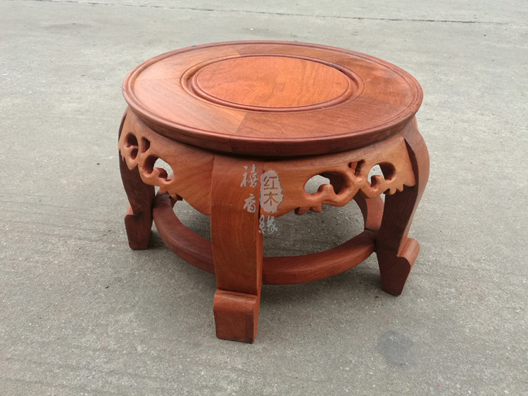 缅甸花梨木圆形底座花瓶鱼缸奇石木托架 实木小圆凳新中式花几,淘宝优惠券,粉丝福利购,淘宝优惠卷