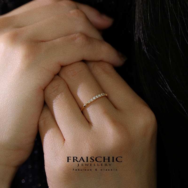 Fraischic「玛蒂尔达」正品18K通体黄金排真钻石戒指手饰女设计师 - 图3