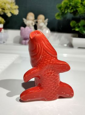 新品高温陶瓷红鱼摆件高度10.5/非偏满23包邮部分瑕