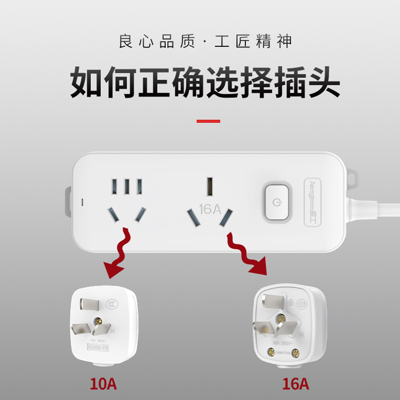 良工三角插头家用工业电源三相插头10A/16A空调接线三脚插头插座 - 图1