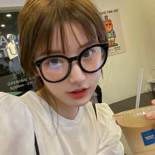 Черный рамный интернет -цвет знаменитостей -змеиные миопические очки женский анти -легочный круглый радиационный круглый рам