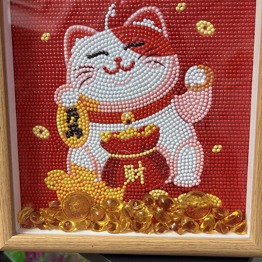 Diamond Painting 2025 New Living Room Full Diamond Huge Cat Cartoon Small Size Scale Table Hand-Pointed Diamond Embroidery Frame