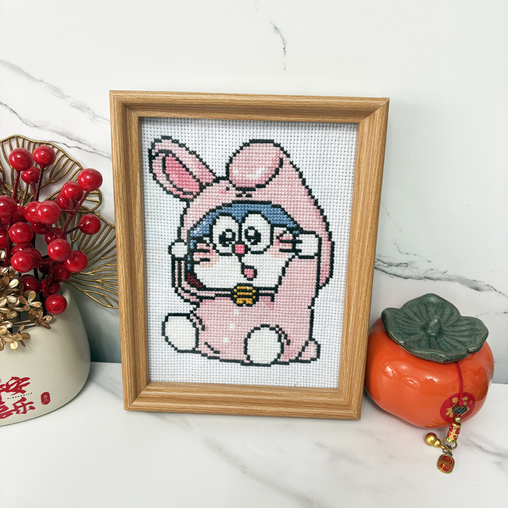 十字绣小件2025新款简单线绣哆啦A梦卡通儿童学生手工叮当猫带框 - 图2
