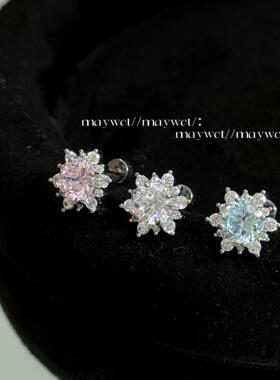 八心八箭爆闪雪花钛钢耳钉耳骨钉