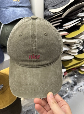 26秋韩版复古水洗蓝色牛仔面料nice字母刺绣棒球帽女休闲鸭舌帽子
